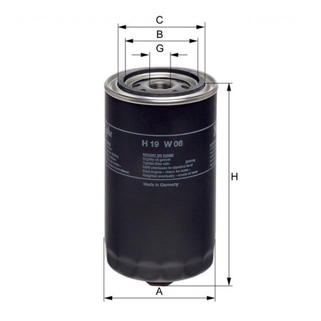 HENGST Oil Filter, H19W06 H19W06